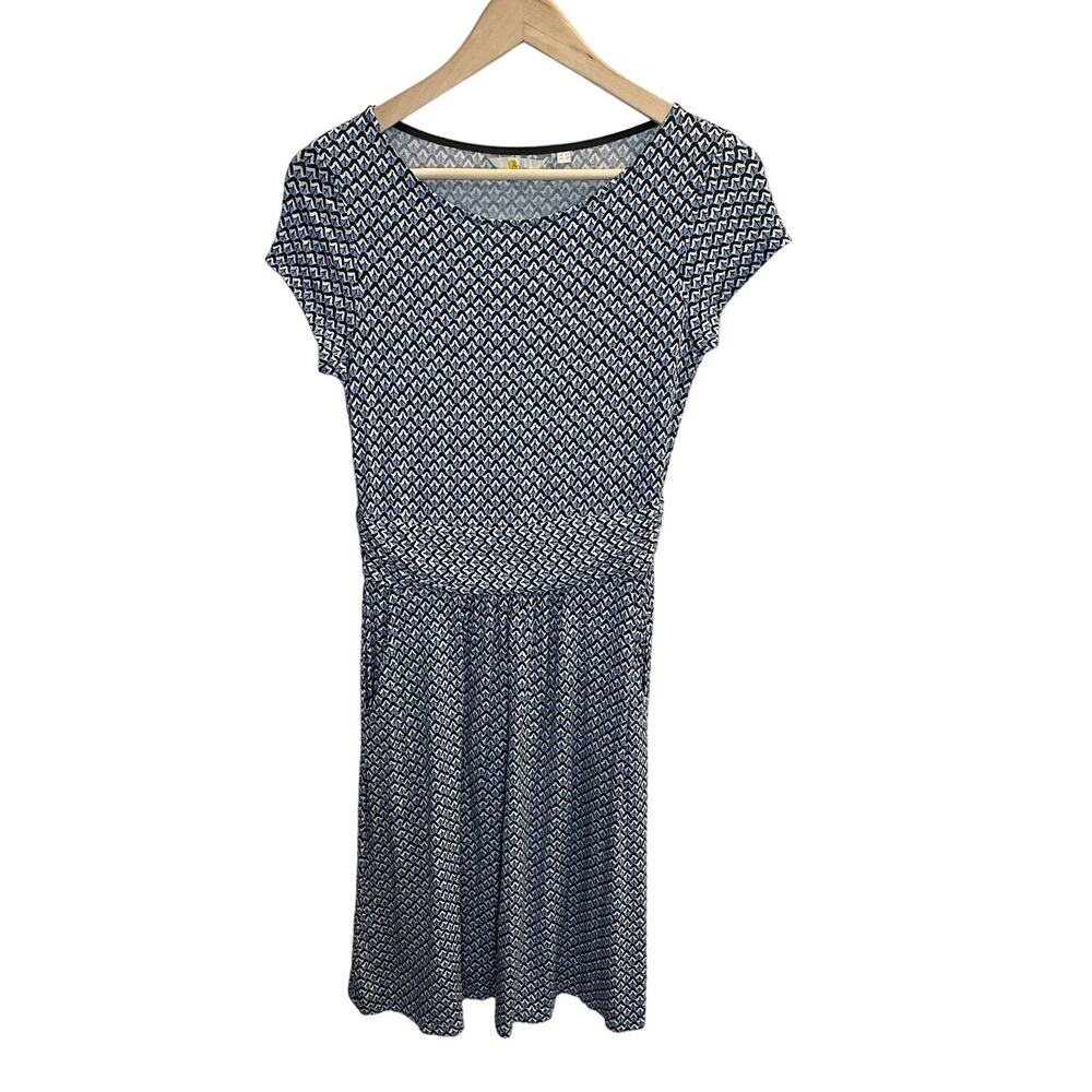 Boden Stretchy Viscose Dress Size 6 Petite Pockets geometric Pattern